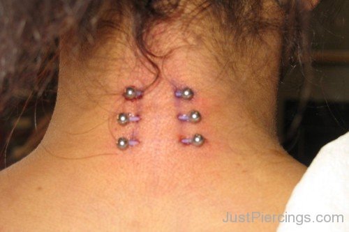 Triple Neck Piercing With Curved Barbells-JP123