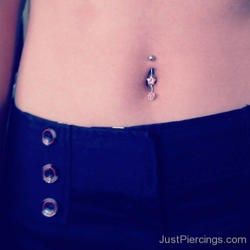 Belly Button Piercing With Star Navel Ring-JP12321