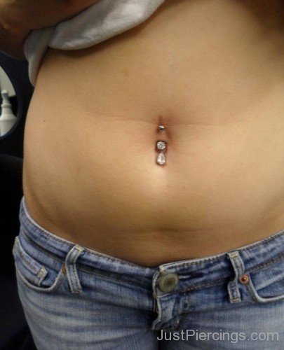 Belly Button Piercing with Diamond Rings-JP12319