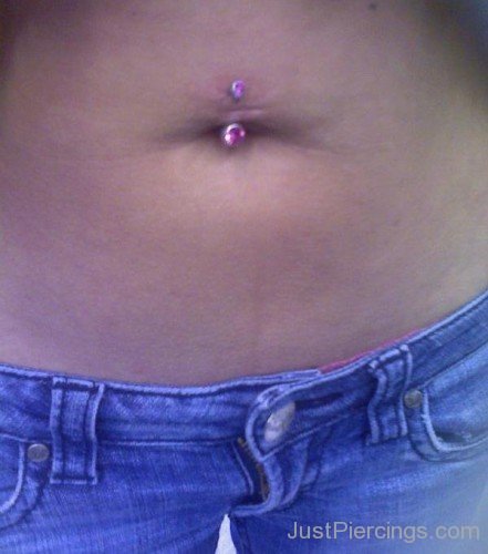 Belly Button Piercing with Pink Ring-JP12320