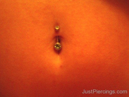 Belly Piercing With Green Gem Stone Barbell-JP12328