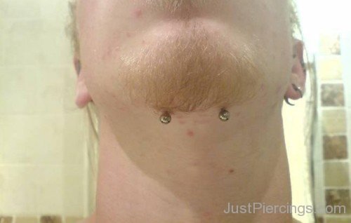 Chin Piercing With Gold Studs-JP12303