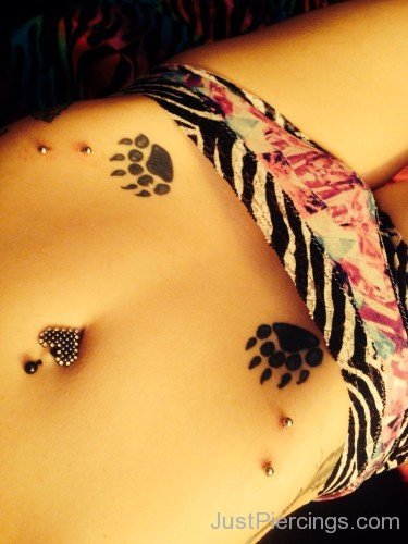 Claw Tattoos On Hip And Belly And Hip Piercing-JP12314