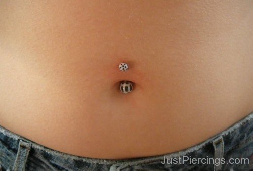 Cute Belly Piercing With Ball Barbell-JP12341