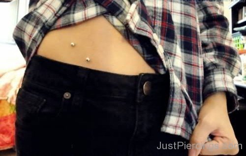Hip Piercings With Beautiful Silver Barbell-JP12336