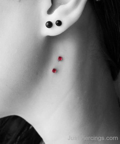 Left Ear Dual Lobe And Vampire Bites Piercing-JP12315