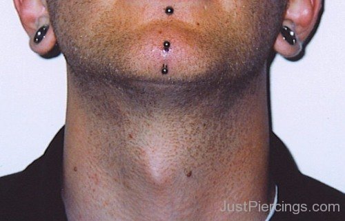 Labret And Chin Piercing With Barbell-JP12315