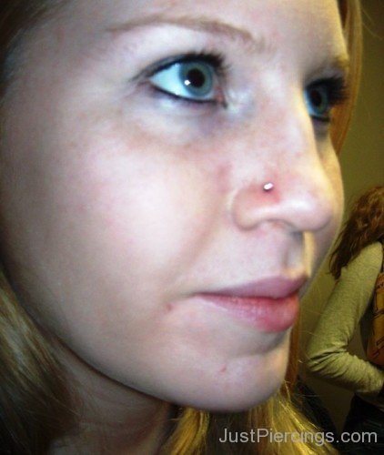 Nostril Piercing With Tiny Silver Labret Stud-JP12312
