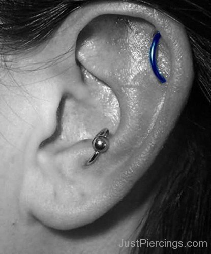 Orbital Anti Tragus Piercing On Girl Left Ear-JP12359
