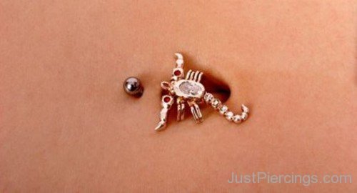 Piercing On Belly With Scorpio Ring-JP12375