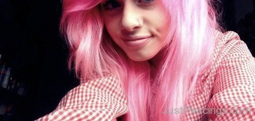 Pink Hair Girl Nose Piercing-JP12313