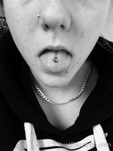 Right Nostril, Lip and Tongue Piercing-JP12321