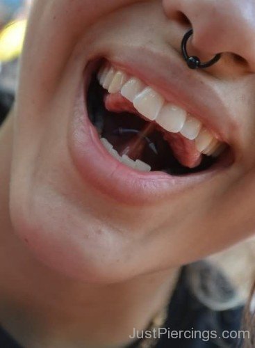 Septum And Tongue Frenulum Piercing For Girls-JP12320
