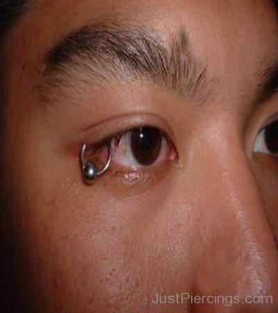 Silver Bead Ring Eyelid Piercing-JP12325