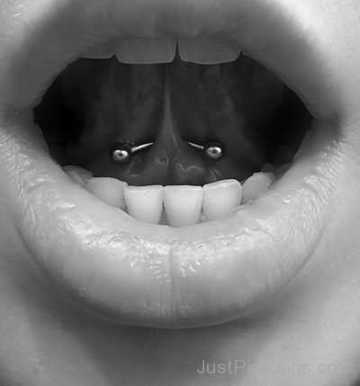 Silver Curved Barbell Tongue Web Piercing-JP12322