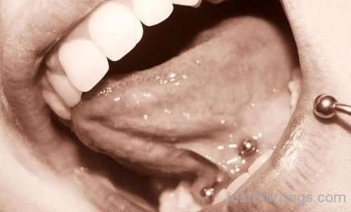 Tongue Frenulum Piercing And Lower Lip-JP12326