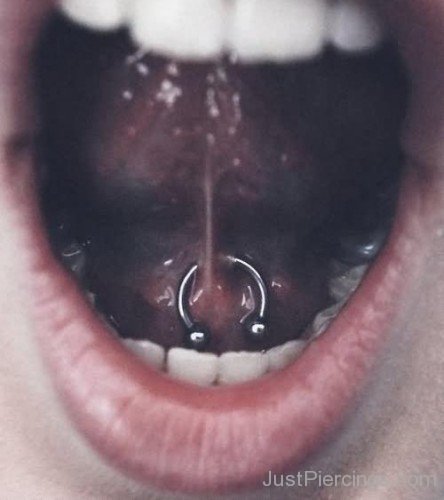 Tongue Web Piercing With Circular Barbell-JP12347