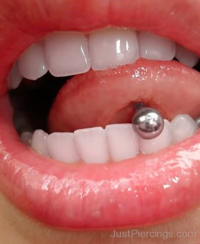 Beautiful Mouth Tongue Piercing With Silver Studs-JP12304