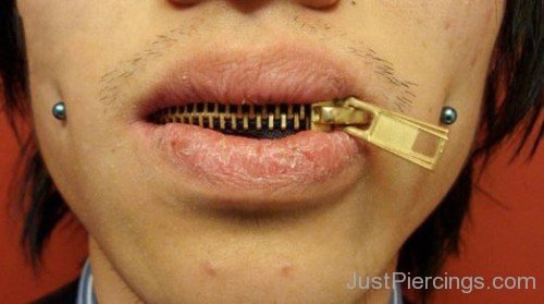 Cheek And Zipper Lip Piercing-JP1233