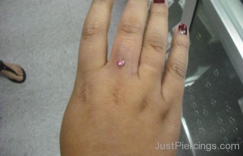 Finger Piercing With Pink Gem-JP12305
