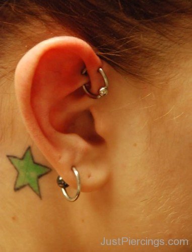 Green Ink Star And UFO Piercing-JP12306