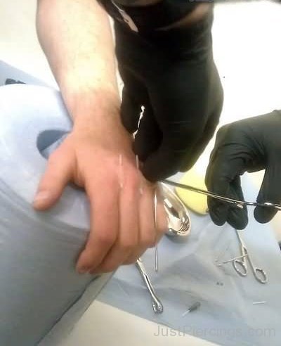 Knuckle Piercing On Left Hand-JP12305