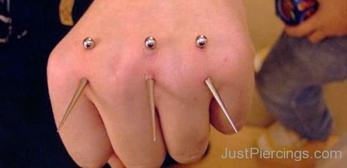 Knuckle Piercing With Silver Barbells-JP12312