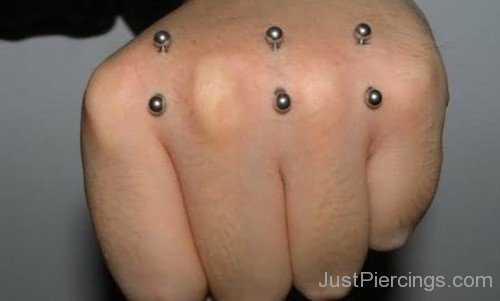 Knuckle Piercing With Silver Curved Barbell-JP12313