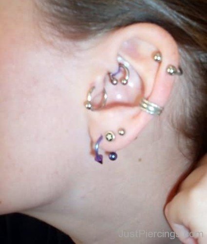Left Ear Multiple Piercingss For Young Girls-JP12322