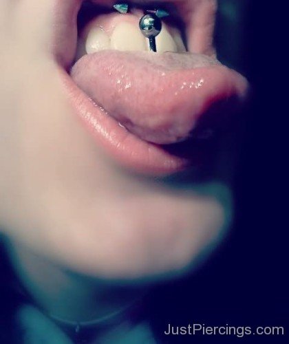 Mouth Piercing Frowney And Tongue Piercing-JP12320