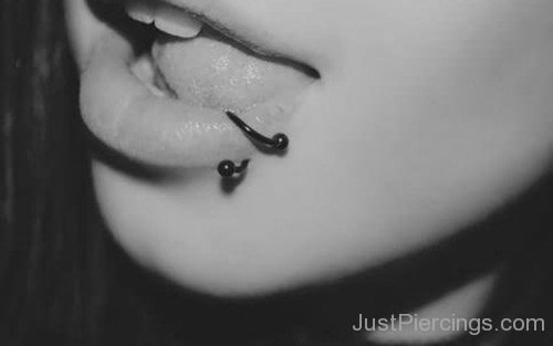 Mouth Piercing With Black Barbell Ring-JP12327