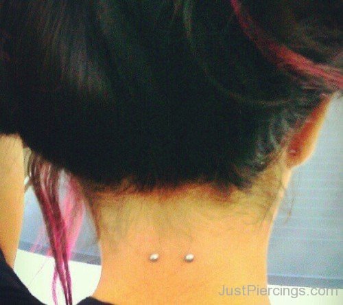 Nape Piercings With White Barbells-JP12303