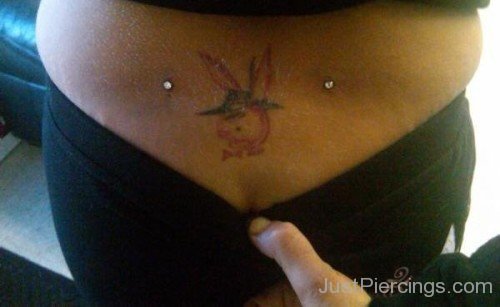 Play Boy Bunny Tattoo And Back Dimple Piercing-JP12336