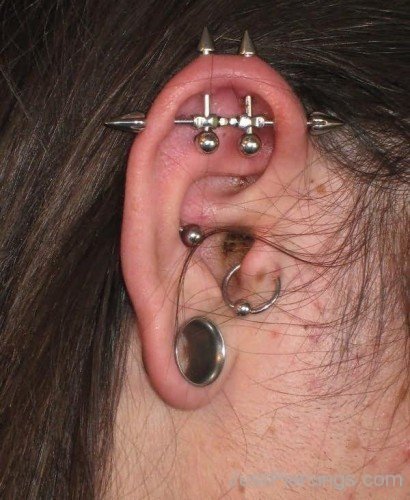 Rim Or Helix Piercing With Cone Barbells-JP12318
