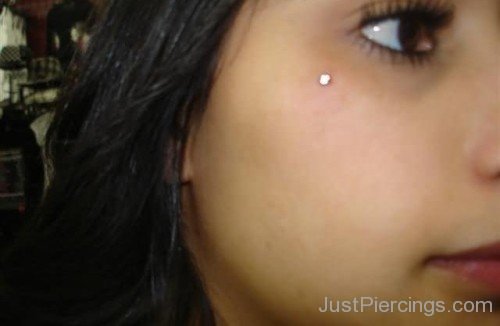 Teardrop Piercing On Girl Face Right Side-JP12334