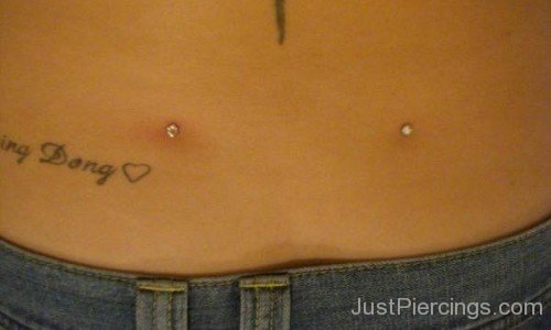 Tiny Heart Tattoo And Back Dimple Piercing-JP12340