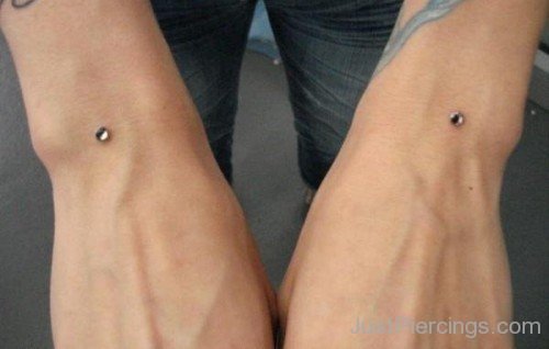 Arm Piercing With Single Stud On Both Arm