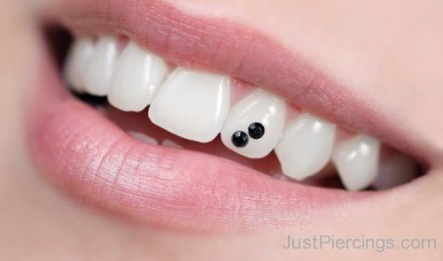 Black Studs Double Tooth Piercing