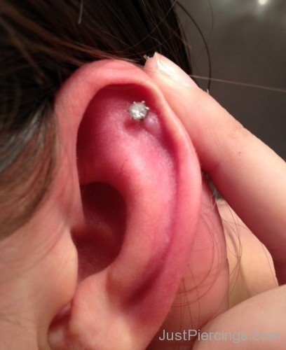 Cartilage Piercing With Diamond Stud