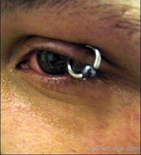 Eyelid Piercing With Ball Closure Ring