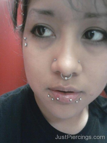 Face Nose And Lip Piercing