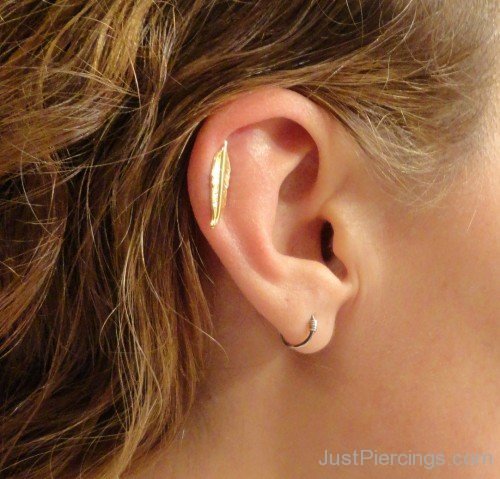 Gold Feather Cartilage Earring
