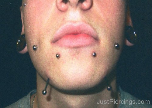 Multiple Face And Mandible Piercing