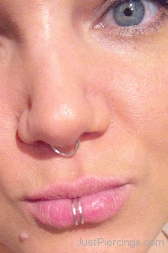 Septum And Lip Piercing