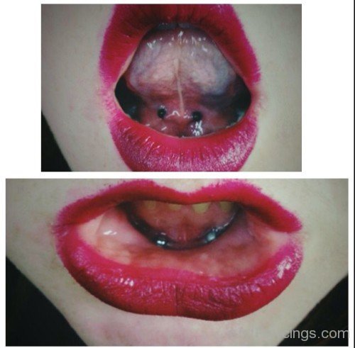 Tongue frenulum and Frowny piercing