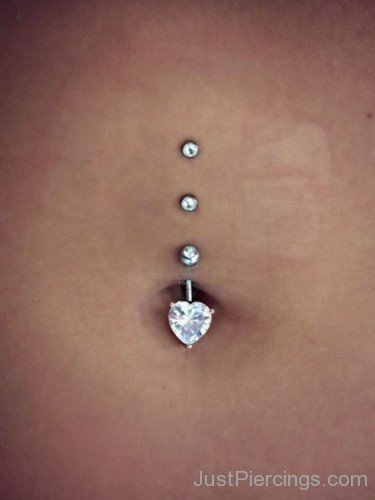 Belly Button piercing with two dermals-JP1015