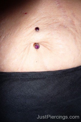 Belly Piercing With Pink Studs-JP1036