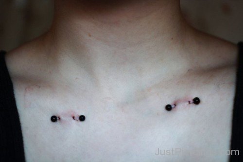 Clavicle Piercing With Black Studs-JP1019