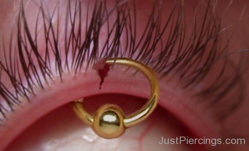 Gold Bead Ring Eyelid Piercing-JP124-JP124