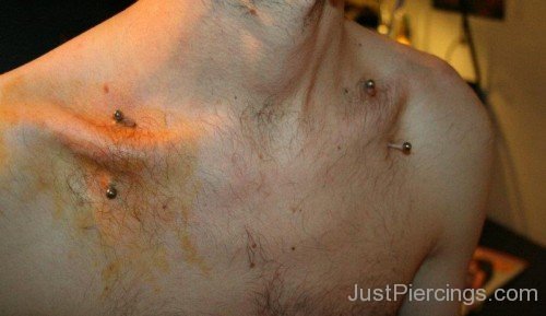 Men With Curved Barbell Clavicle Piercing-JP1066